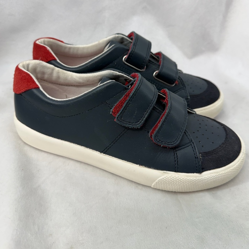 Mini boden size 33 is 1.5 Navy and Red leather Velcro Sneakers